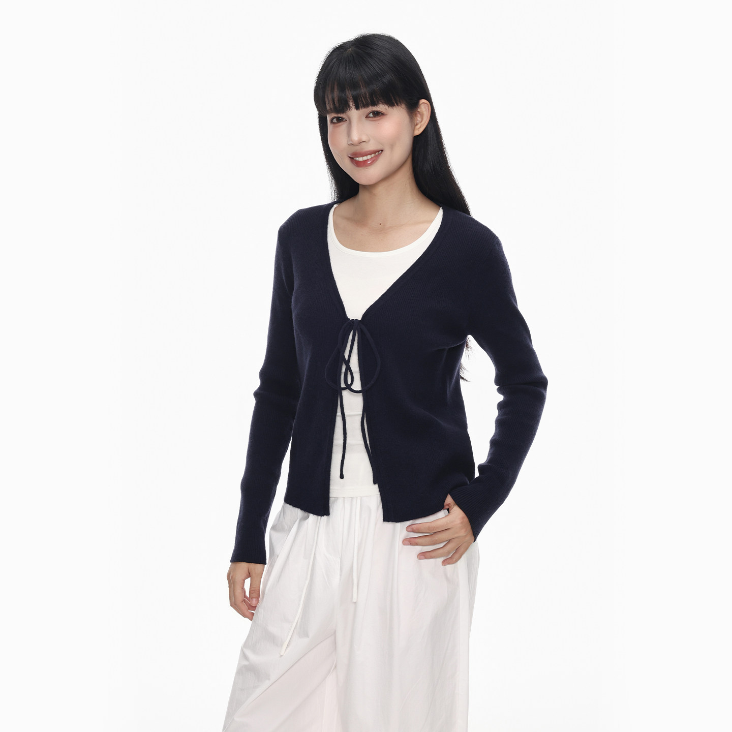KSXN简约系带针织开衫图片