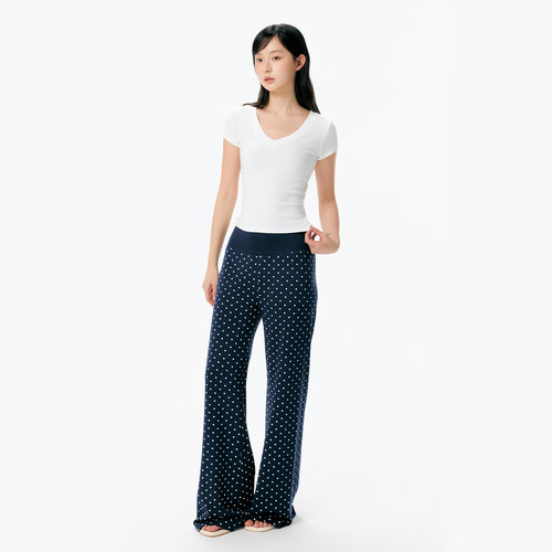 KSXN藏青色波点微喇女款长裤
