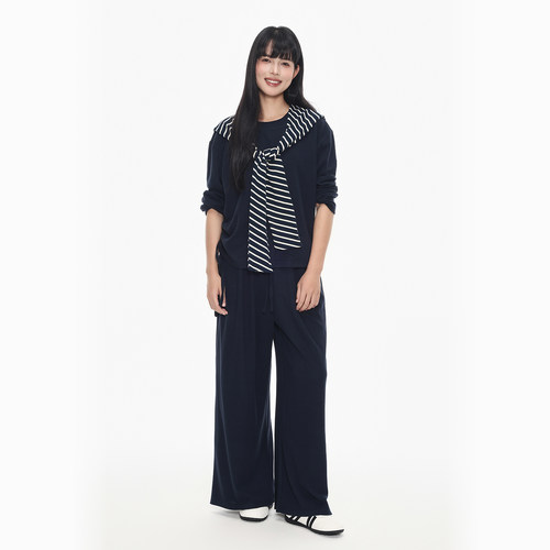 KSXN条纹披肩松弛感针织套装