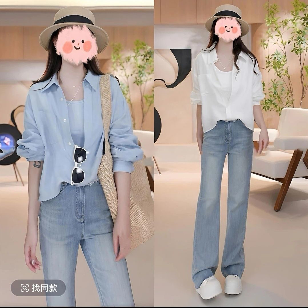 韩版简约时尚假两件长袖衬衫女士2025春季新款小众设计感衬衣上衣