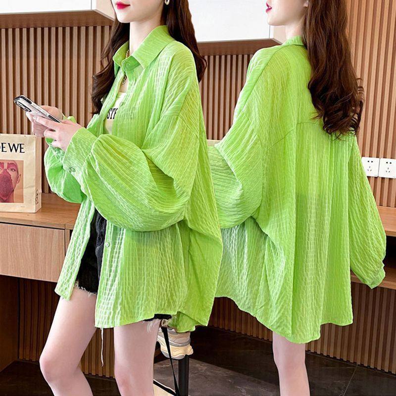 夏季轻薄款外搭开衫防晒衣女外穿宽松大码洋气百搭衬衫防晒服外套