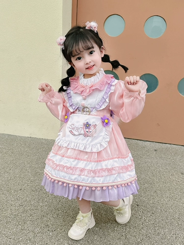 Детский наряд маленькой принцессы, осенний лонгслив, весенняя юбка на девочку, стиль Лолита