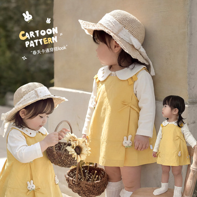 2026女宝宝连衣裙儿童春季无袖卡通小兔子婴儿外出连衣裙61302