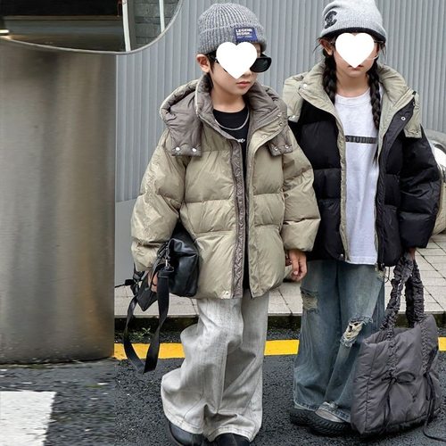 新款儿童羽绒服女童冬季韩版鸭绒短款保暖面包连帽中大童加厚外套