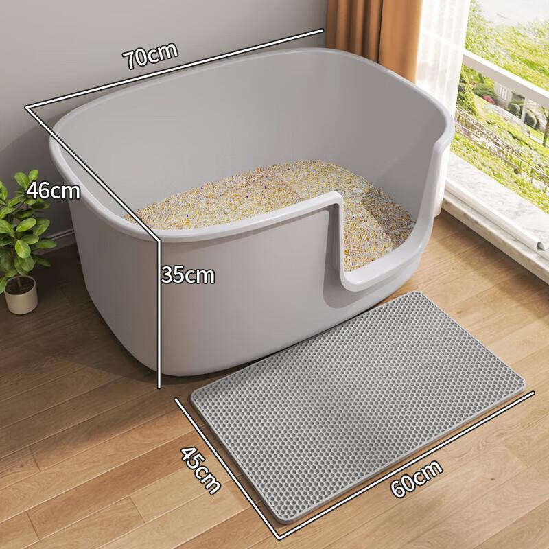 猫砂盆特大号60cm以上防外溅猫厕所半封闭全开放超大号猫屎盆砂盆