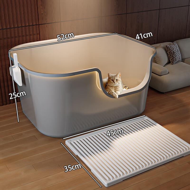 猫砂盆特大号60cm以上防外溅猫厕所半封闭全开放超大号猫屎盆砂盆