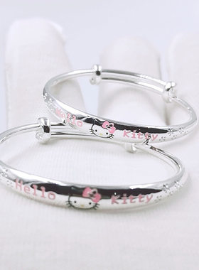 宝宝足银手镯925满月小孩婴儿