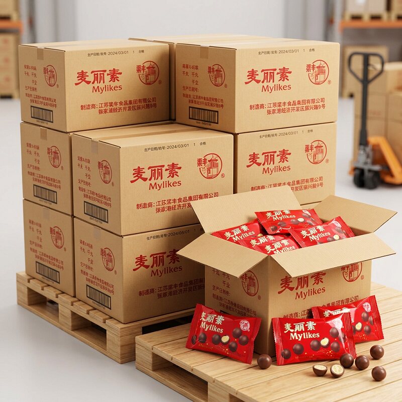 8月生产整大箱80g*40袋 梁丰麦丽素巧克力朱古力零食（代可可脂）图片