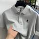下摆开叉 100%棉宽松POLO衫 短袖 男士 纯色小马标刺绣翻领t恤男
