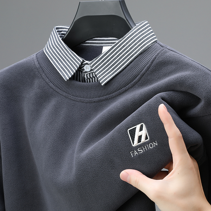 双面颗粒绒休闲假两件加绒加厚