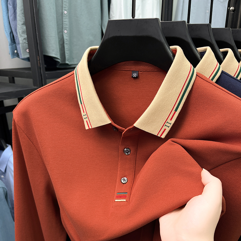 纯棉有领T恤打底衫爸爸秋装