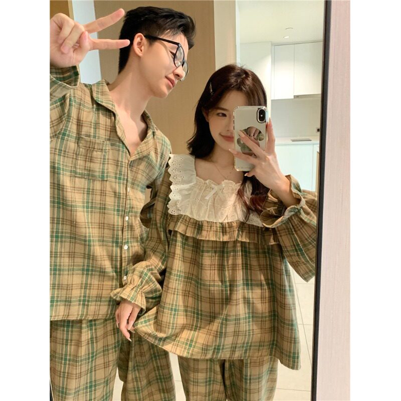 韩版秋冬磨毛公主风花边睡衣
