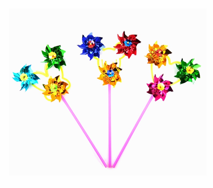 广场地摊热卖儿童玩具亮片花大风车地摊货三四六叶风车包邮批