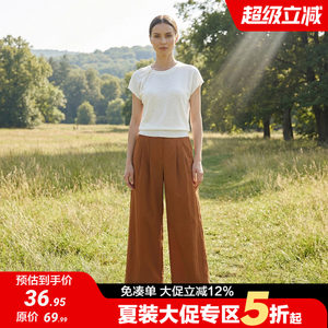 【惠】简约风褶皱圆领无袖透气纯色针织衫商场专柜同款26夏上衣女