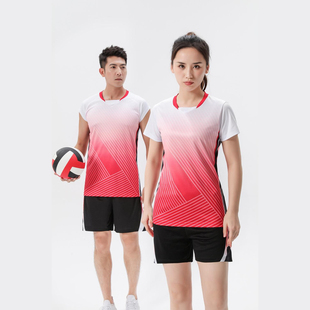 排球服运动服套装 女学生训练队服男气排球衣羽毛球服乒乓球服短袖