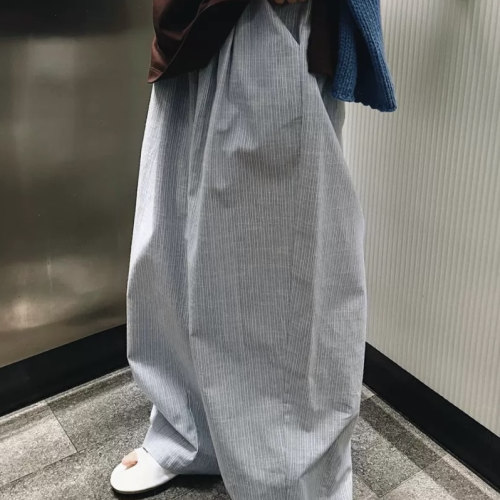 松弛感条纹休闲裤阔腿