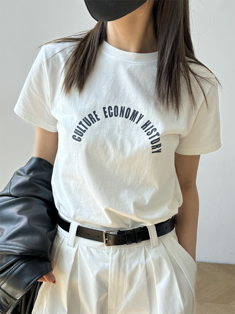 白色字母印花短袖T恤女
