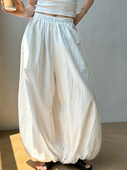 慵懒松弛感松紧腰灯笼裤 宽松阔腿日系山本裤 女 春夏薄款 白色气球裤