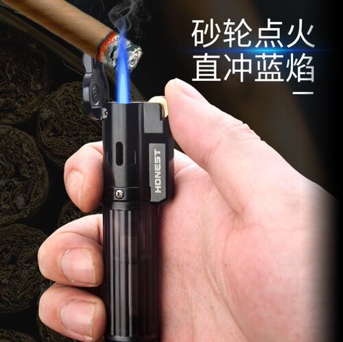大容量防风打火机充气直冲蓝焰男士创意高温焊枪个性雪茄艾灸百诚