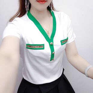 白色t恤女短袖女装夏季半袖2025新款宽松印花字母纯棉简约百搭