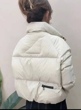 立领抽绳羽绒服短外套女2025冬季新款韩版时尚休闲百搭面包服上衣