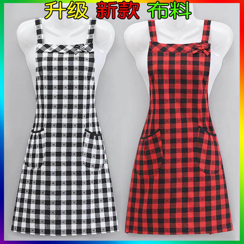 围裙纯棉背带厨房夏季家用可爱工作服女防油防污透气薄款全棉韦裙