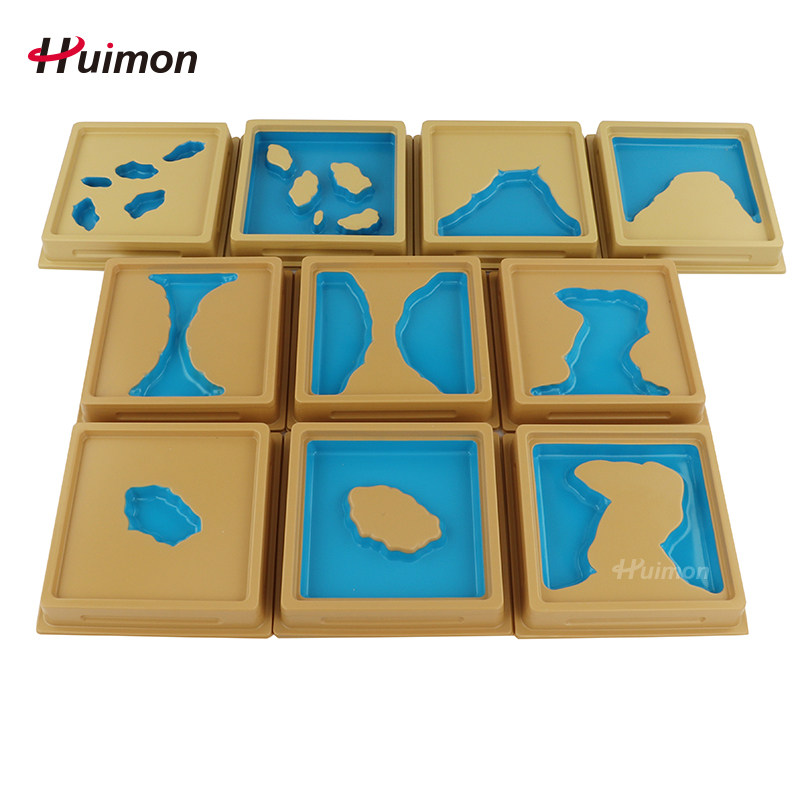 高端蒙氏早教儿童蒙台蒙特梭利幼儿园玩具砂地图地形模教具地理学