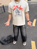 圆领纯棉T恤丘比特小熊短袖 Satjdm短袖 美式 运动跑步休闲重磅