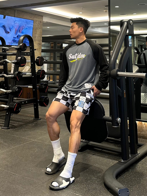 Satjdm美式拼接训练长袖