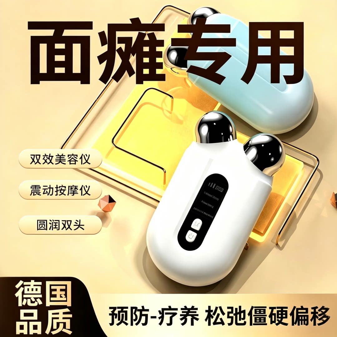 德国品质电动双效美容仪震动按摩仪脸部护理仪器圆润双头多模式