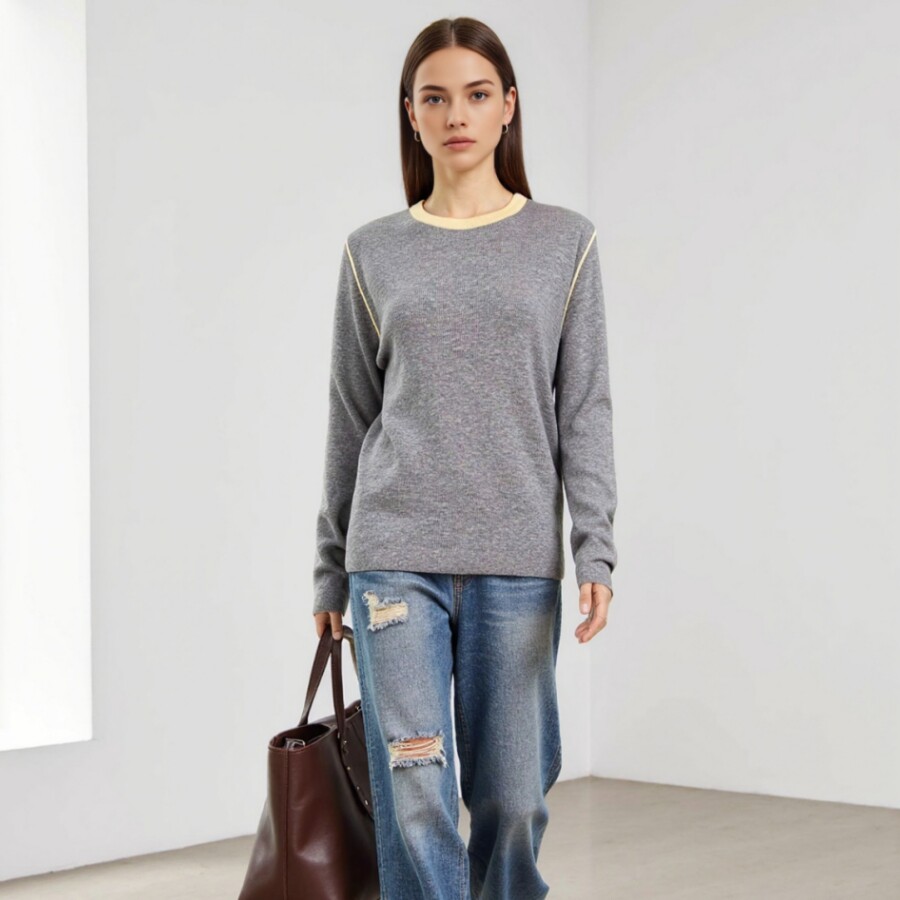 秋冬女长袖圆领羊毛衫针织打底衫毛衣修身显瘦OL时尚毛线衣打底衫