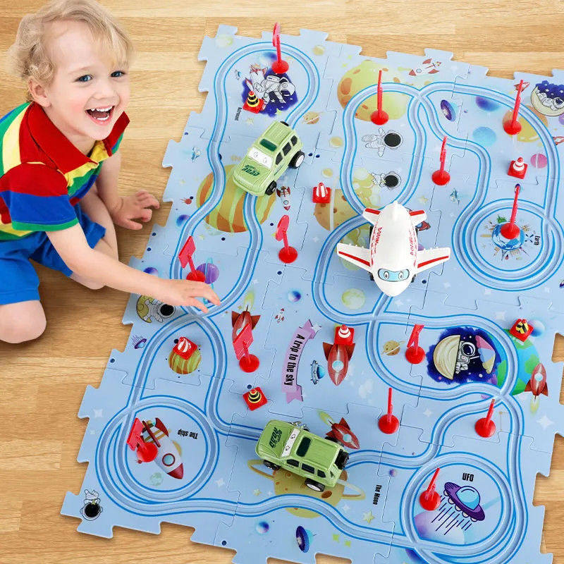 CHILDRENS EDUCATIONAL RAIL CAR DIY ASSEMBLY ELECTRIC TROLLEY DINOSAUR AUTOMATIC RAIL CAR BABY EDUCATIONAL TOYS