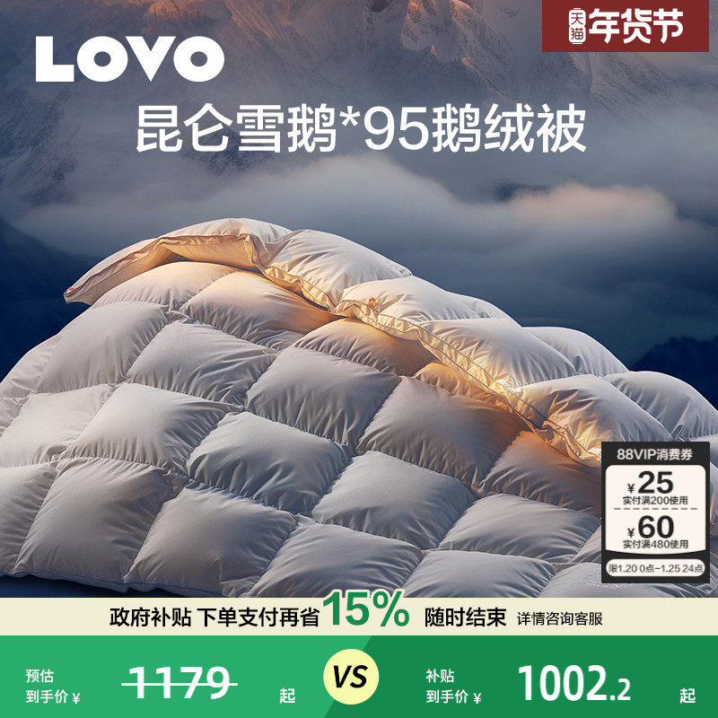 罗莱生活LOVO乐蜗羽绒被95抗菌白鹅绒被子被芯春秋被四季被二合一,床上用品,羽绒/羽毛被,淘宝优惠券,粉丝福利购,淘宝优惠卷