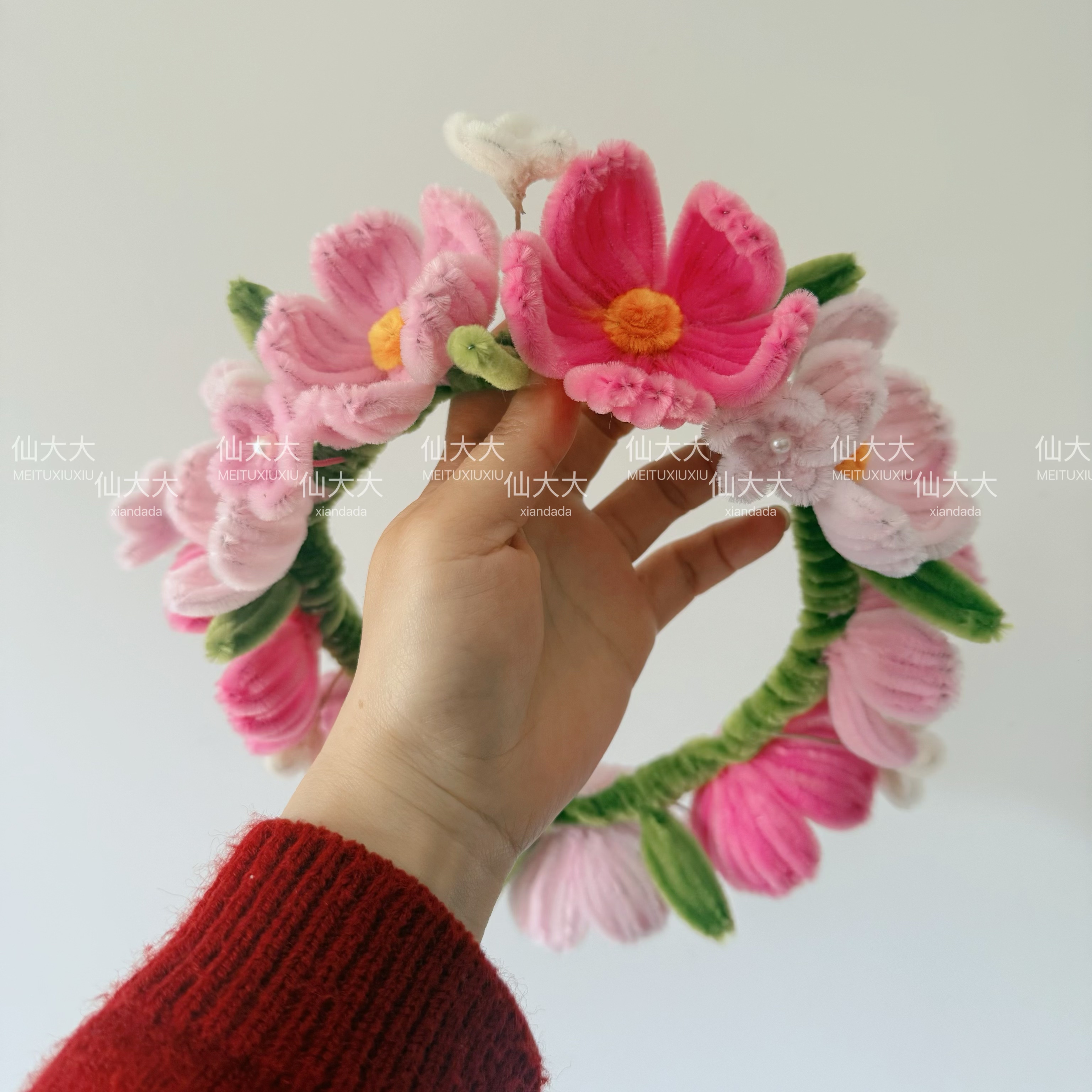 成品原创扭扭棒自制超仙出游拍照成人儿童花朵花环发箍气质甜美
