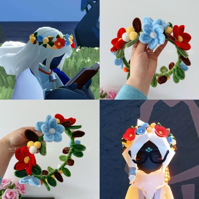 【成品】sky光遇姆明季花环扭扭棒手工DIY材料包 光遇花环COS头饰