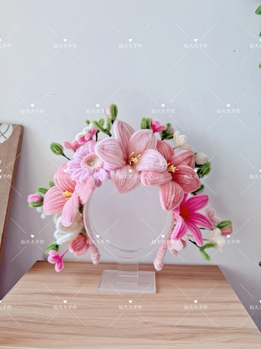 【成品】扭扭棒手工制作簪花围发饰拍照神器花朵花环发箍头饰发饰