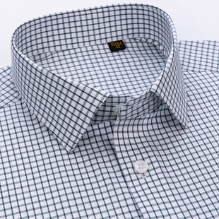 高级感工装 var高端纯棉成衣免烫细格子长袖 商务正装 男士 衬衫