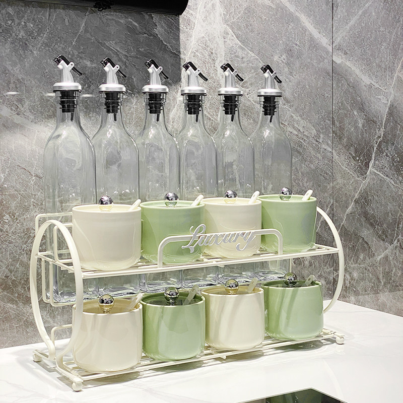 高颜值轻奢调味罐家用陶瓷调味盒厨房盐罐酱醋油瓶调料盒收纳组合