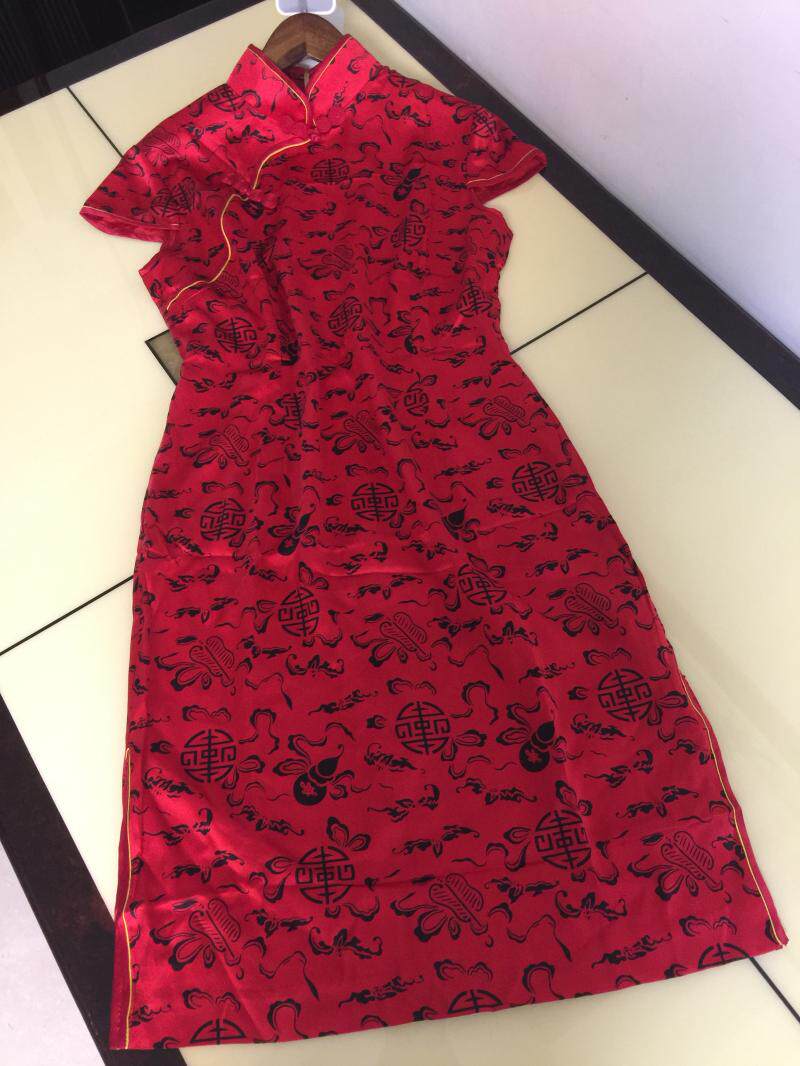丝博精品里外真丝唐装修身民族风服装高档中式立领女装汉服旗袍