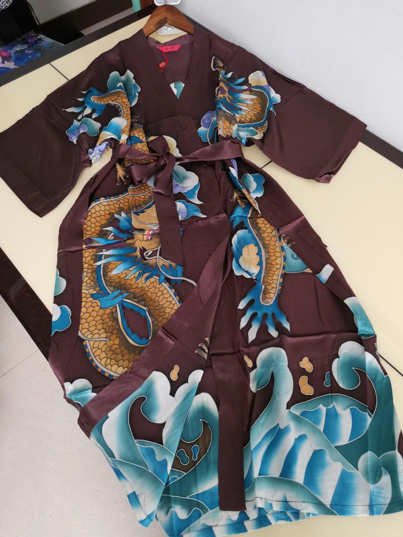 奢华风桑蚕丝系带睡袍家居服高端