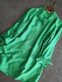 chun原好品质真丝双宫中长款 外套女绿色桑蚕丝风衣 宽松开衫