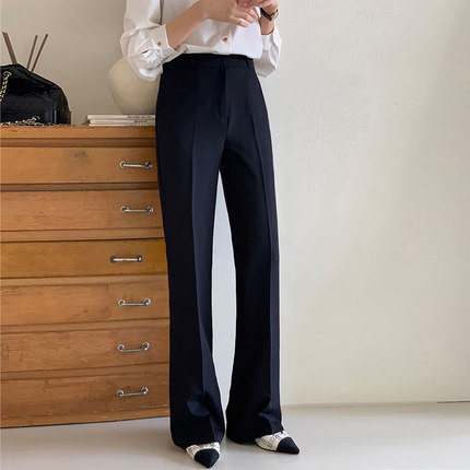 高腰微喇西装裤女春夏秋冬窄版阔腿裤通勤休闲喇叭裤直筒垂感长裤