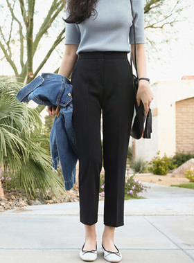 黑色九分西装裤女春夏秋冬小脚高腰直筒职业小个子西裤休闲烟管裤