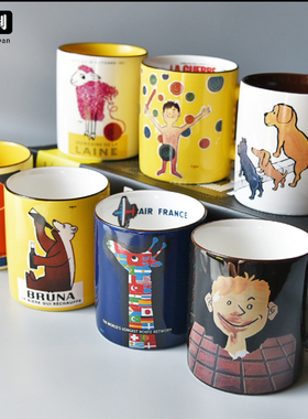 日本进口美浓烧AITO陶瓷马克杯家用卡通水杯牛奶咖啡杯办公室杯子