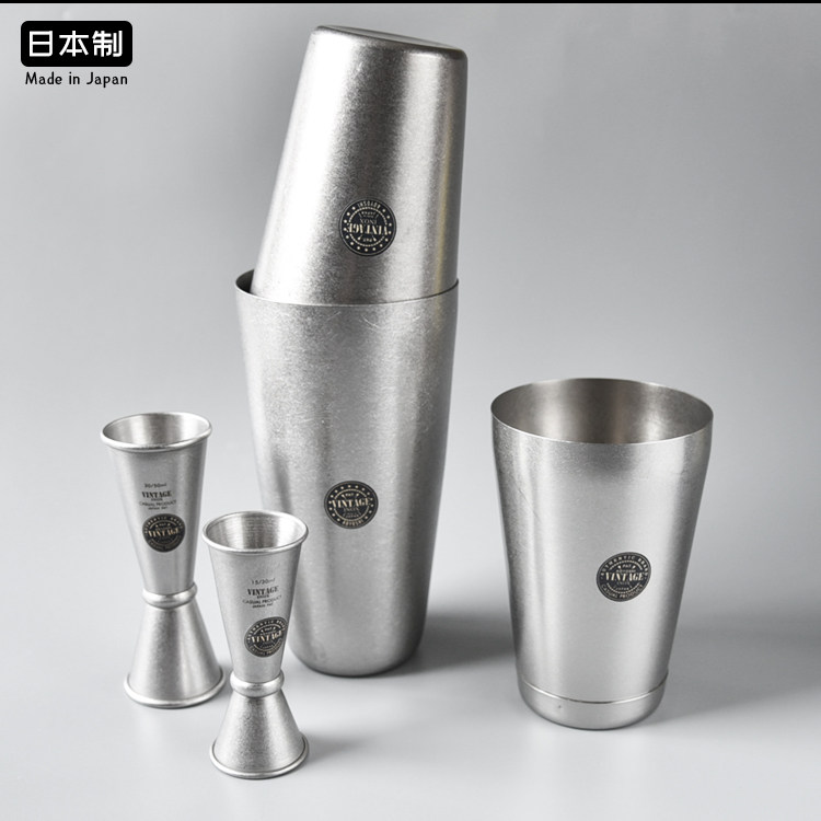 日本青芳制作所调酒器复古磨砂不锈钢酒具长吧勺量杯波士顿摇酒壶