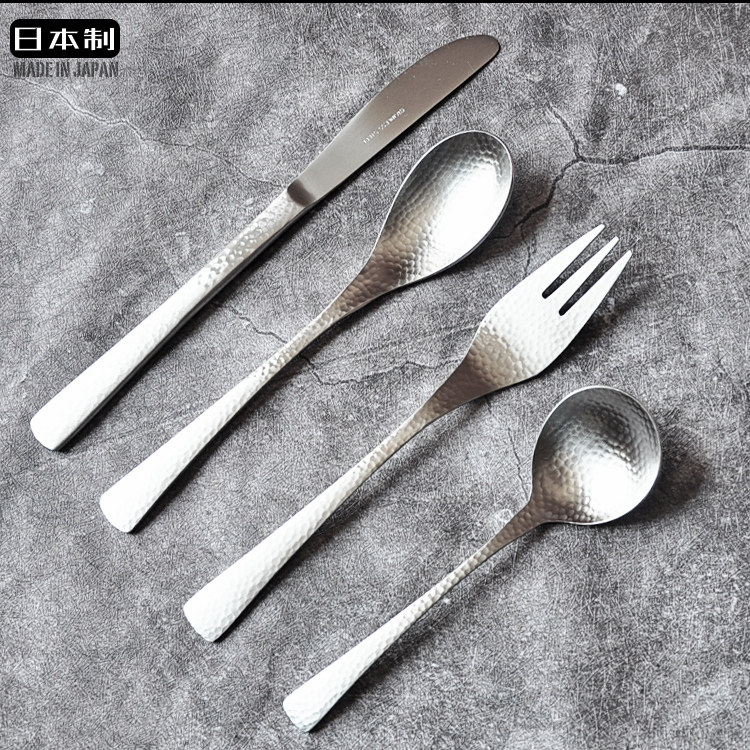 日本进口不锈钢和味锤纹勺西餐具水果甜点刀叉咖啡勺搅拌饭勺调羹