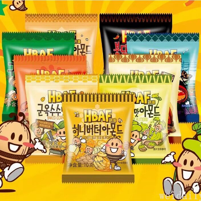 韩国进口HBAF芭蜂蜂蜜黄油扁桃仁杏仁巴旦木坚果多口味零食迷你装