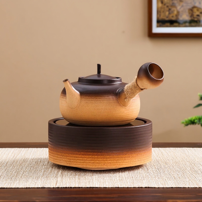 煮茶器渐变砂铫壶煮茶壶中式围炉烧水壶茶具电陶炉柴烧薄胎侧把壶