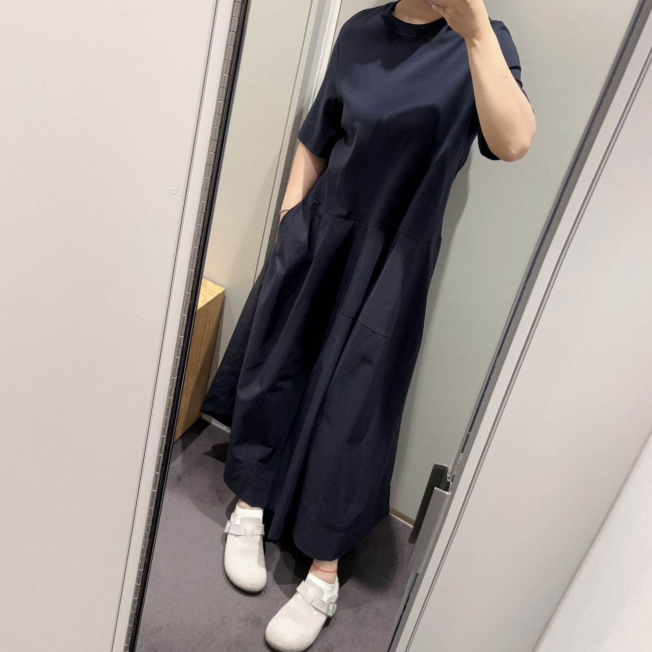 现货CS女装休闲版型低腰拼接中长