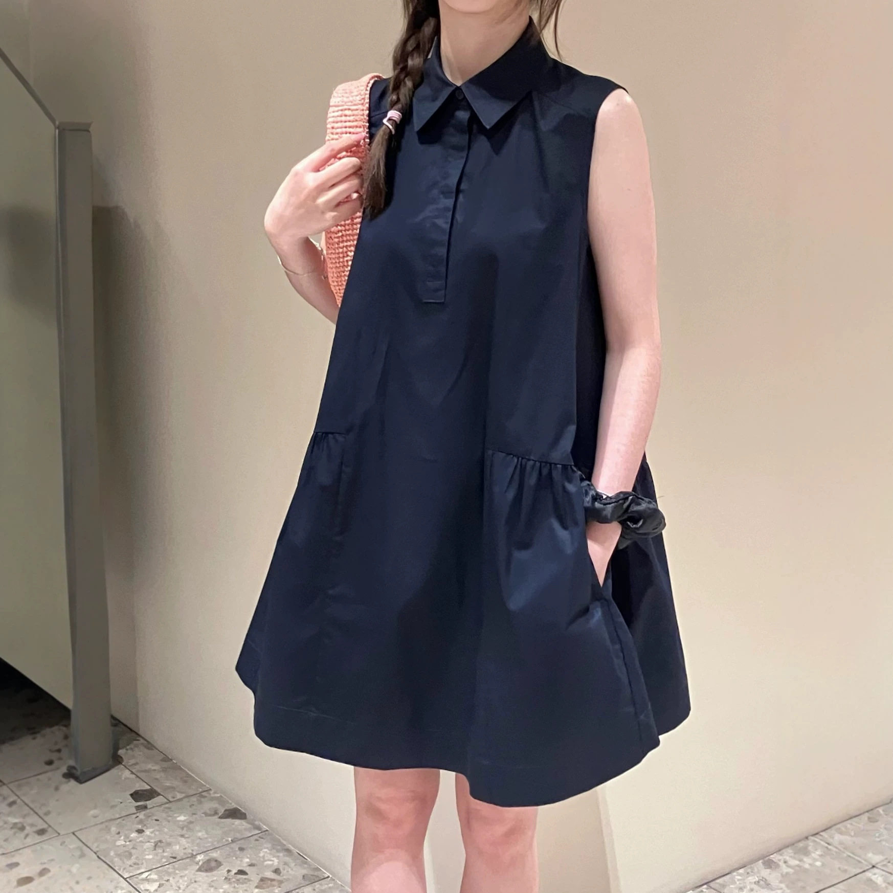 CS女装无袖衬衫迷你连衣裙棉质宽
